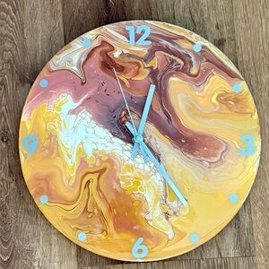 Abstract Swirl Wall Clock with Blue Accents